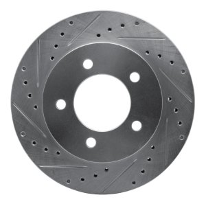 Ford Expedition Brake Rotor (1) - Front Left - R1 Concepts - Drilled & Slotted - Silver - `97-`02